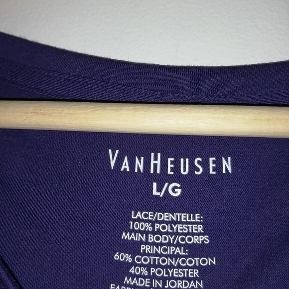 VAN HEUSEN LACE TOP COLOR PURPLE SIZE LARGE - Picture 3 of 5